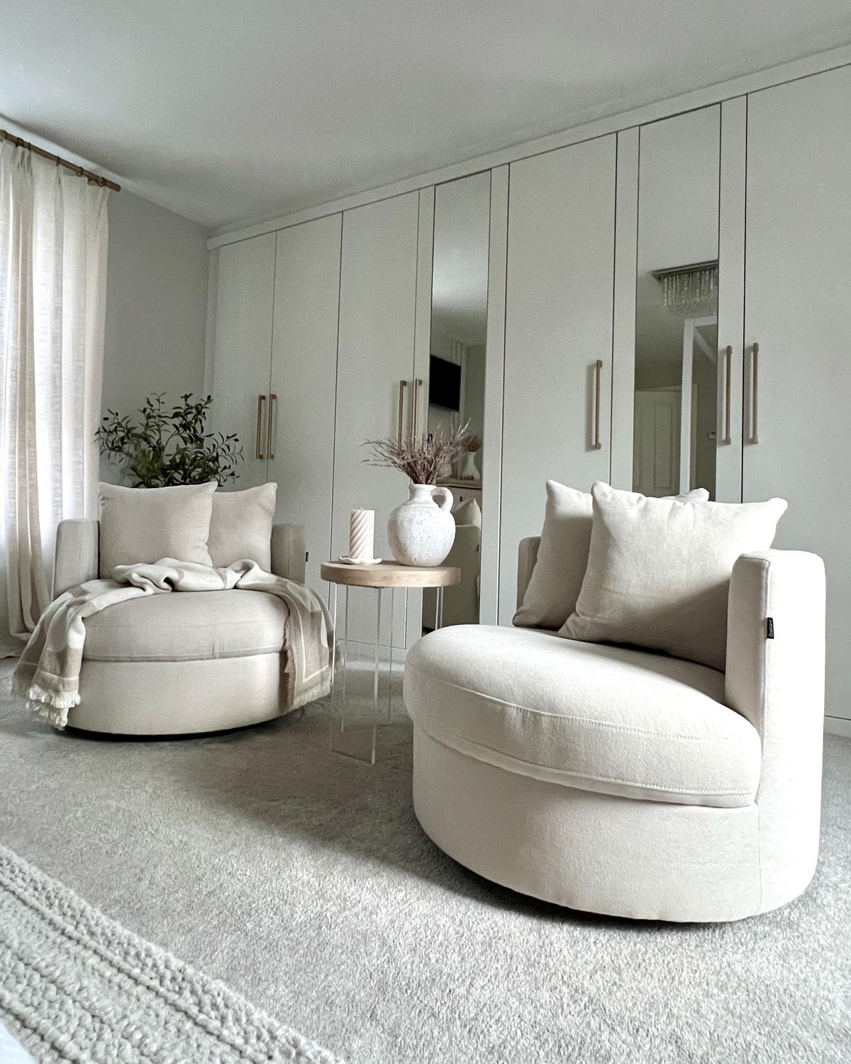 SESSEL Polsterbezug hellbeige mit Drehfunktion Dalby - Beige, Textil (82/61/82cm) - Beliani