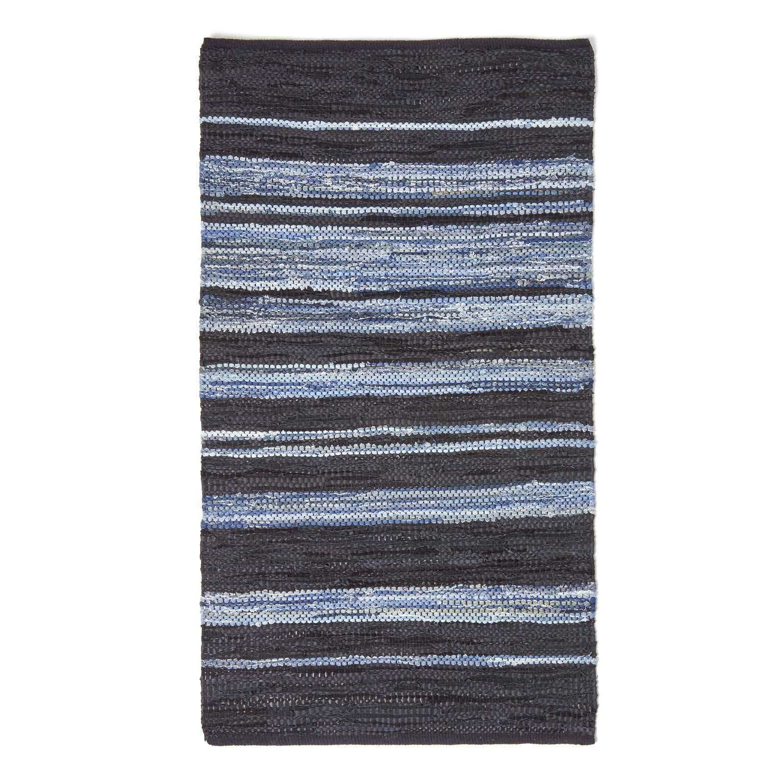 HANDWEBTEPPICH Texas, Leder & Denim 90/150 cm - Blau, Textil (90/150cm) - Homescapes