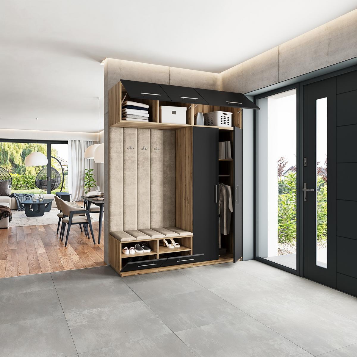 GARDEROBENSCHRANK REMA 180/240/60 cm Modern Eiche Wotan - Beige/Eiche Wotan, Holzwerkstoff (180/240/60cm) - MASSENO