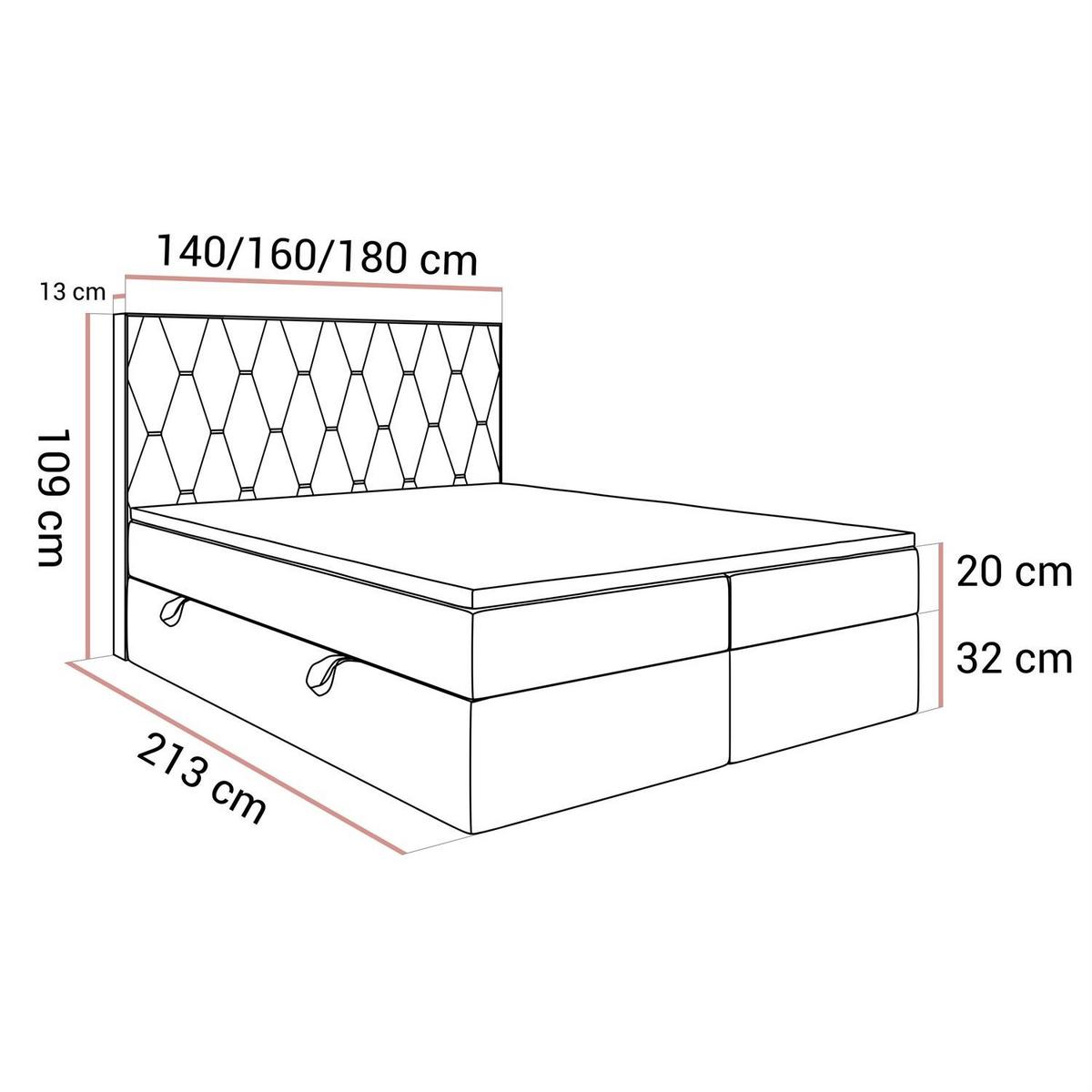 BOXSPRINGBETT IZOLDA mit Bettkasten und Topper 140x200 cm Royal Velvet 185 - Graphitfarben, Textil - Lookway