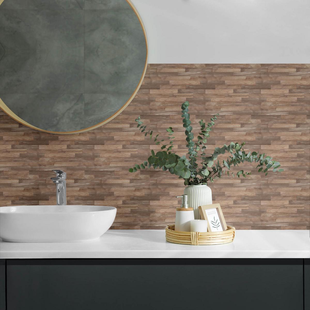 WANDPANEEL 10x 40x20 cm selbstklebend Terano - Dunkelbraun, Kunststoff (20/1.6/40cm) - Wallfluent