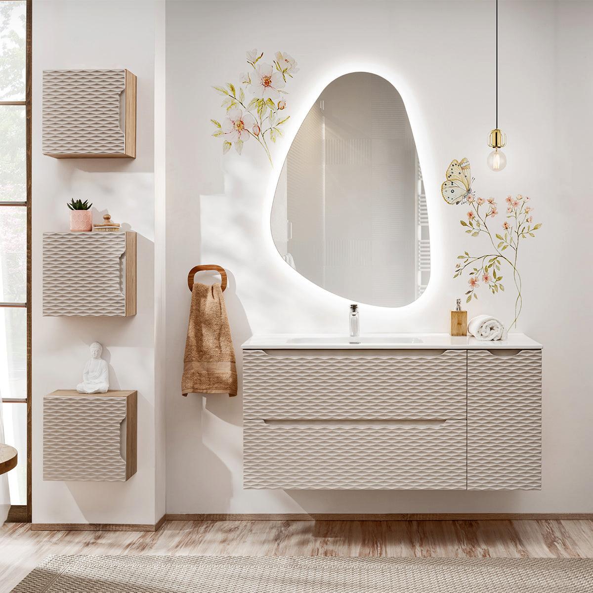 HÄNGESCHRANK 1 Tür Elora Beige und Holz - Beige, Holzwerkstoff (35/35/17cm) - Petits-meubles