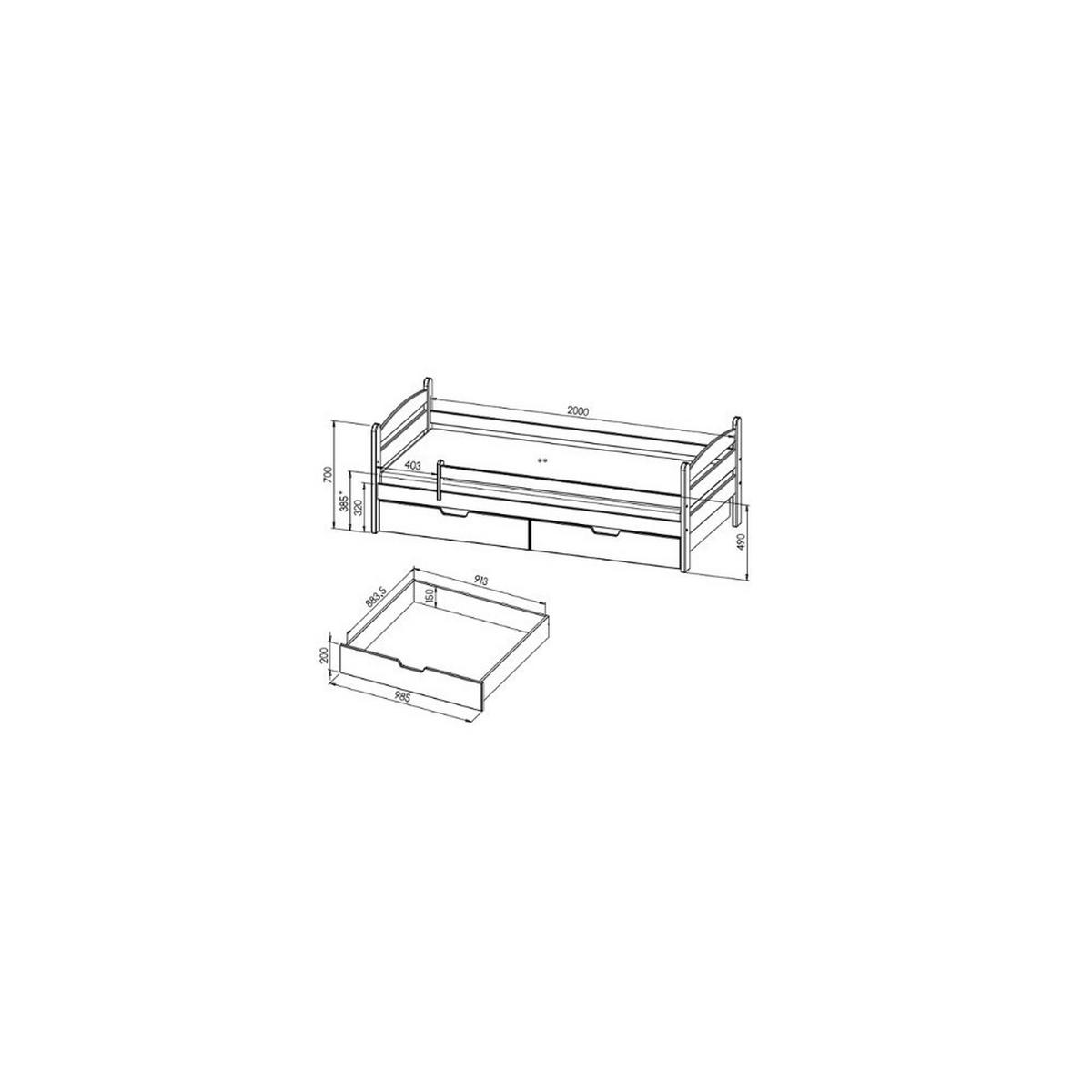 KINDERBETT MARIS mit Bettkasten 90x200 cm Anthrazit - Anthrazit, Holz (90/200cm) - MASSENO