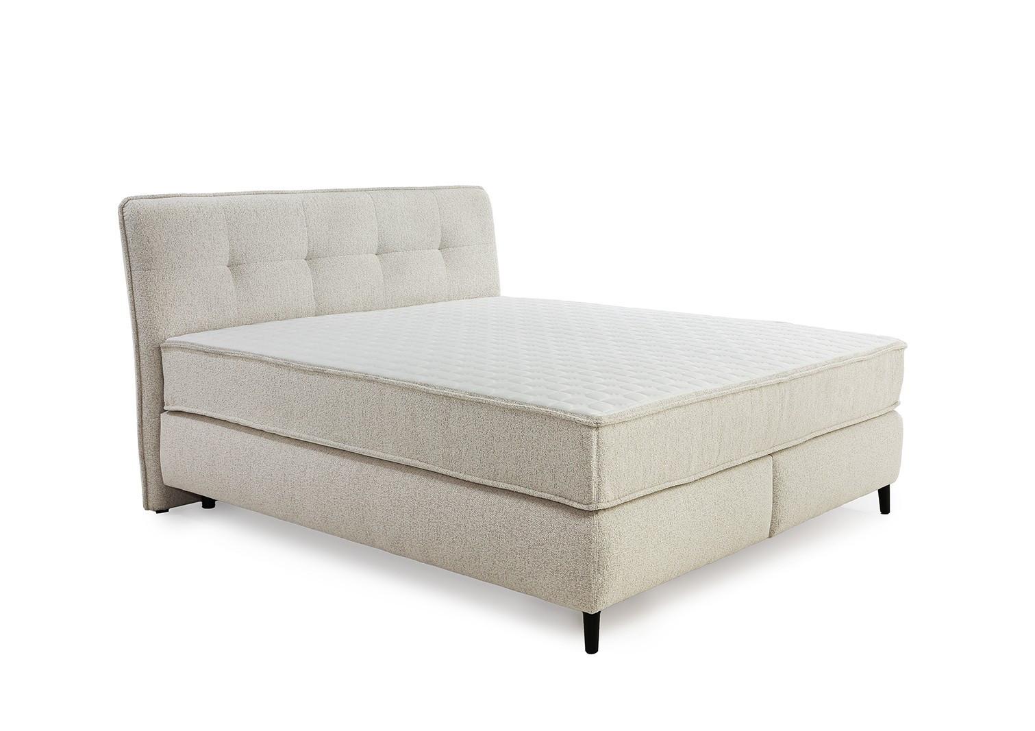 BOXSPRINGBETT 180x200 cm, extradicke 7-Zonen-Tonnentaschen-Federkern-Wendematratzen H3/H4, Bonell-Federkern, Flachgewebe Beige Grau / 20024 - Greige/Schwarz, Textil/Metall (180/200cm) - luma-home