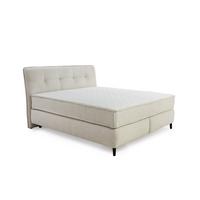 BOXSPRINGBETT 180x200 cm, extradicke 7-Zonen-Tonnentaschen-Federkern-Wendematratzen H3/H4, Bonell-Federkern, Flachgewebe Beige Grau / 20024 - Greige/Schwarz, Textil/Metall (180/200cm) - luma-home