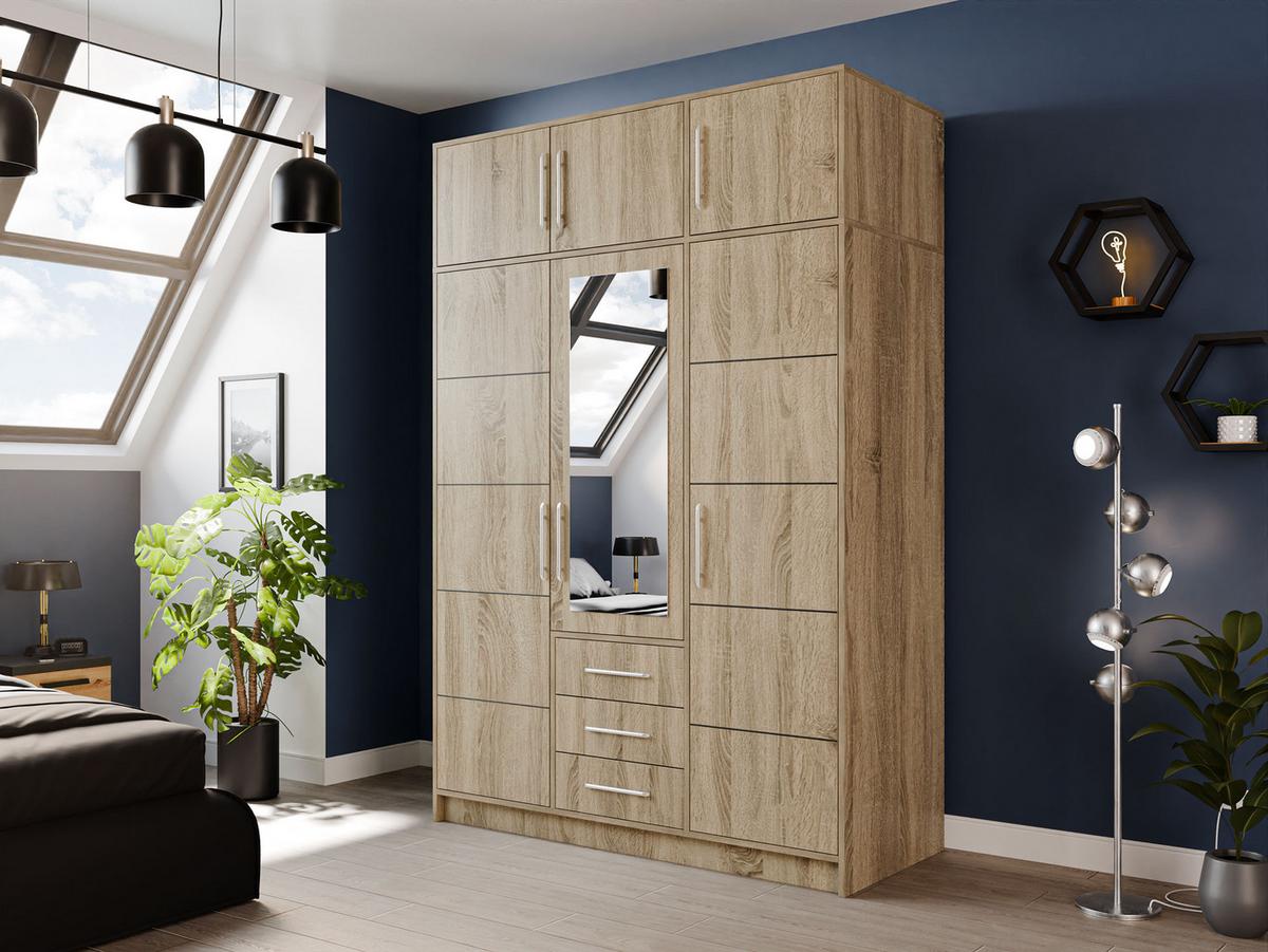 DREHTÜRENSCHRANK Bali D3 mit Schrankaufsatz - Silberfarben/Sonoma Eiche, Holzwerkstoff/Kunststoff (58/245/147cm) - MIRJAN24