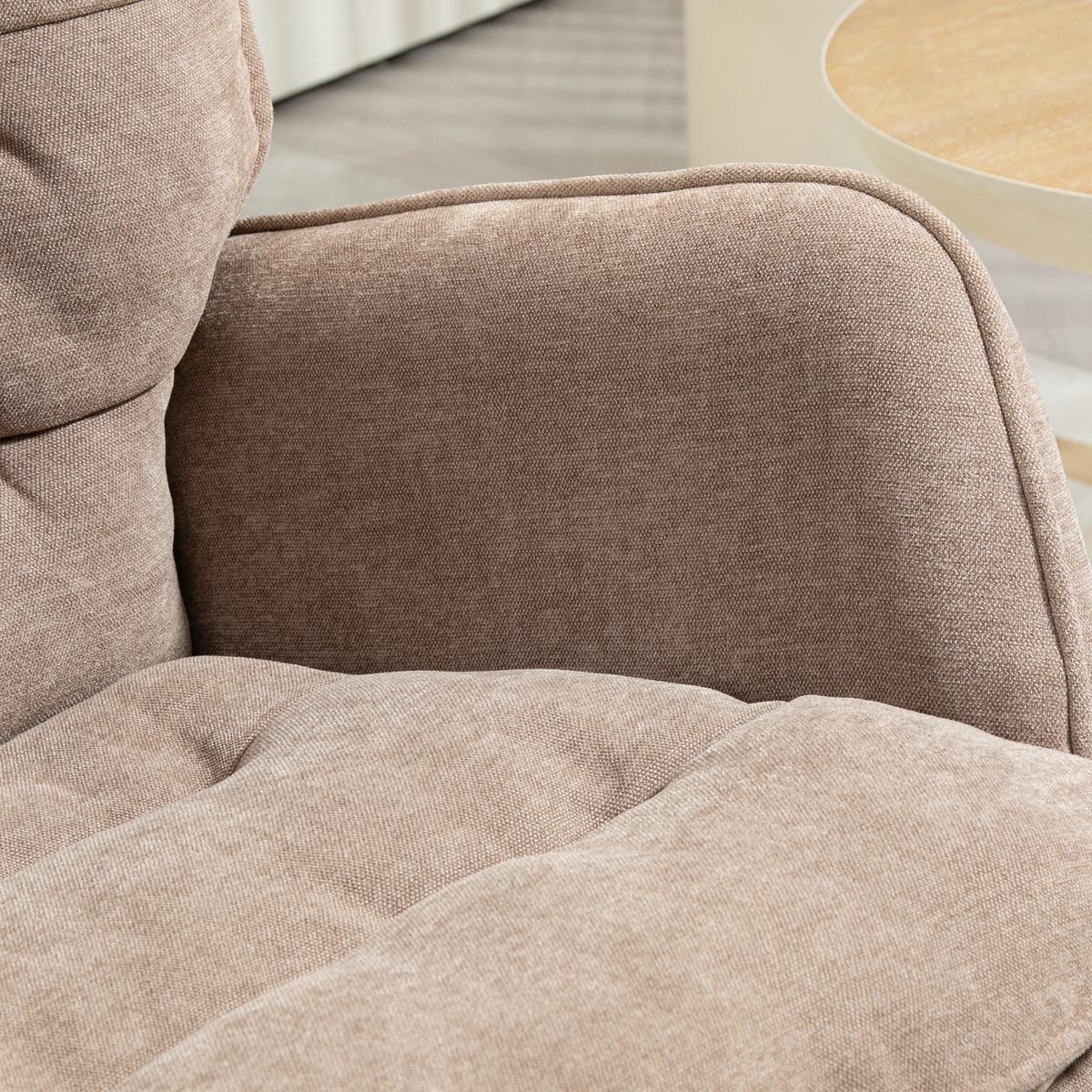 SCHAUKELSTUHL Schwingsessel Armlehnsessel mit Chenilleoptik für Schlafzimmer - Braun/Naturfarben, Holz/Textil (98.5/97/71cm) - HOMCOM