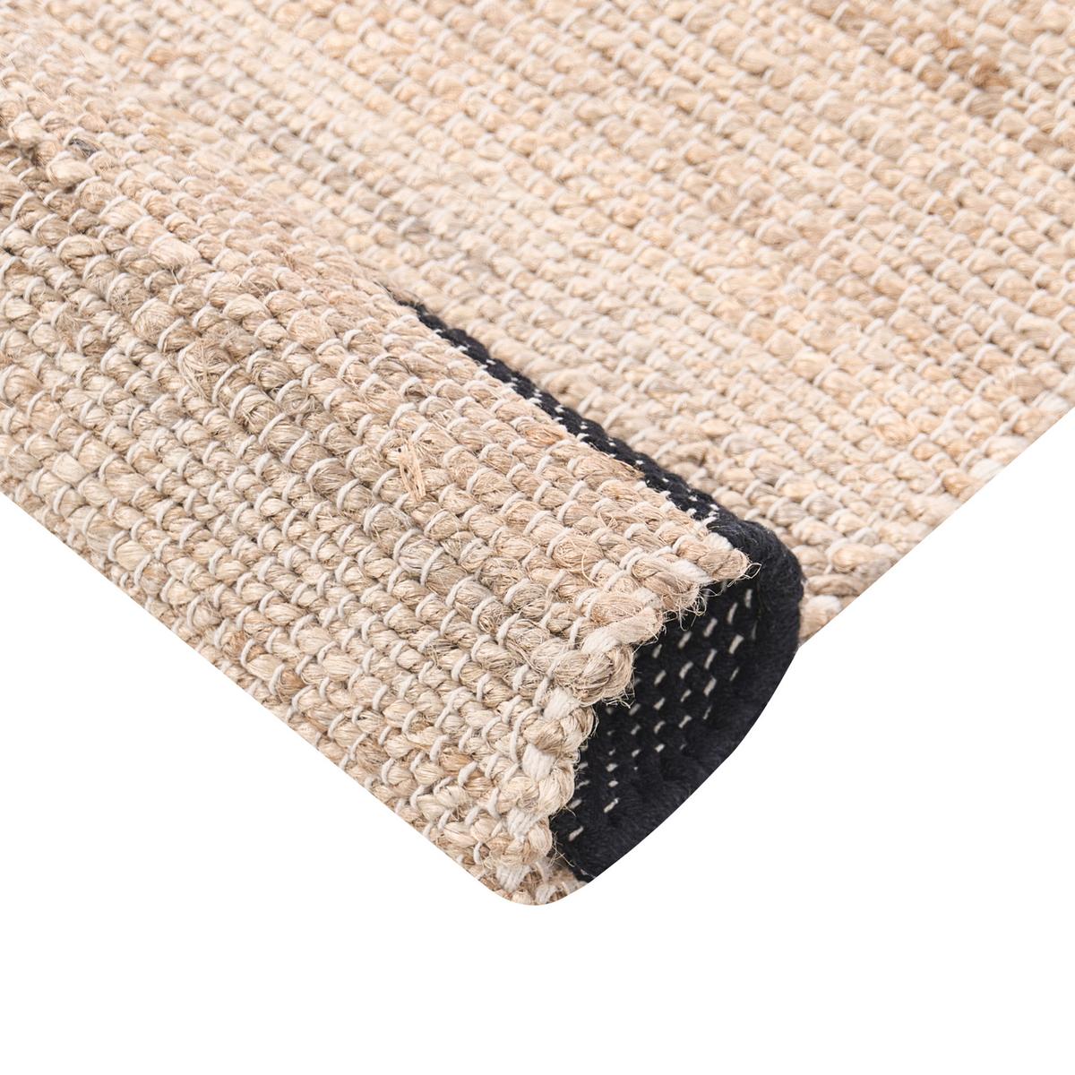 TEPPICH Schwarz/Beige 80/300 cm Jute Amravati - Beige, Textil (80/300cm) - Beliani