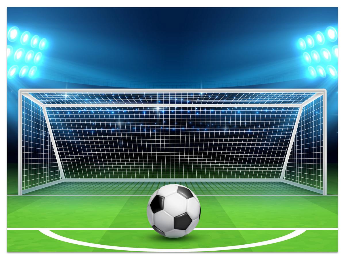 FOTOTAPETE für Jugendzimmer Elfmeter Schuss Linie Fußball 500x350 - Blau/Schwarz, Papier (500/350cm) - Muralo