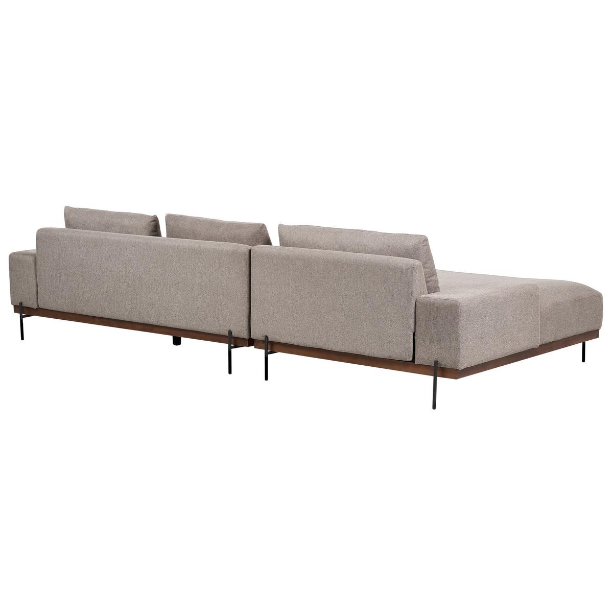 3-SITZER-ECKSOFA hellbraun linksseitig Mariferd - Hellbraun/Dunkelbraun, Textil (316/146cm) - Beliani