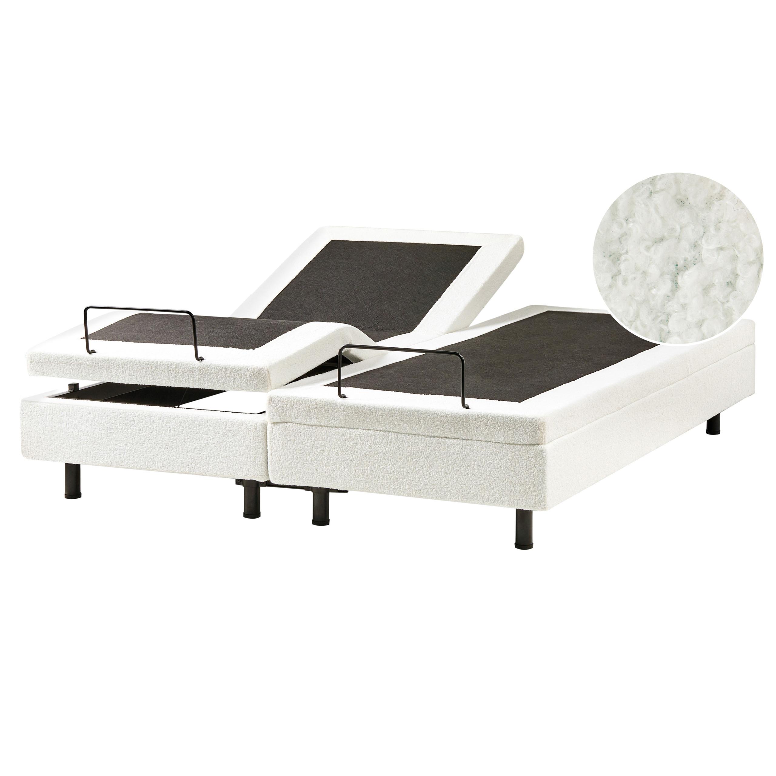 BETT verstellbar ohne Kopfteil Bouclé 160/200 cm Cremeweiß Duke - Creme, Textil (160/200cm) - Beliani