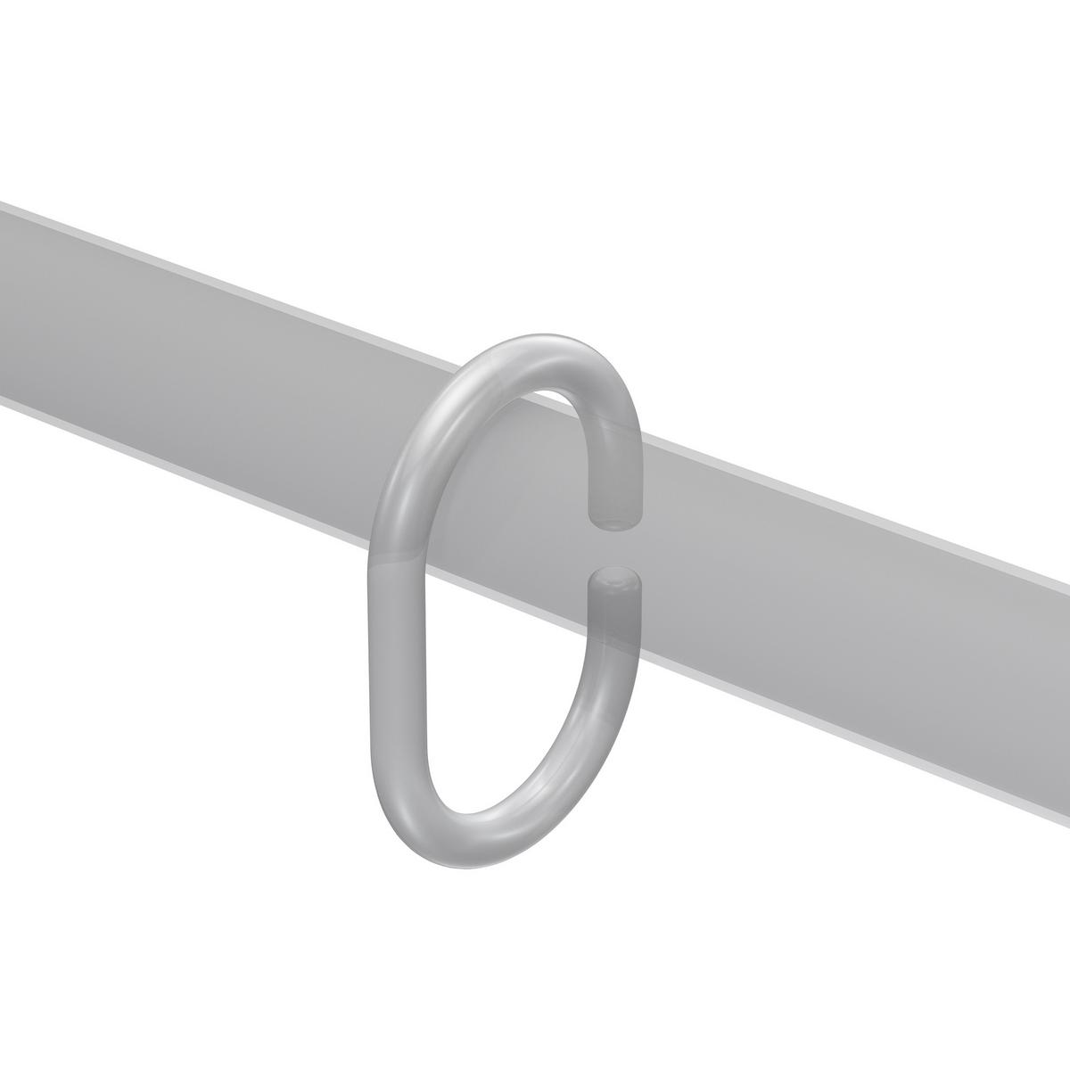DUSCHVORHANGRINGE C-Form offen 60/42 mm für Duschvorhangstange / Spannstange, Glasklar, Packung 10 Stück - Transparent, Kunststoff (30cm) - INTERDECO