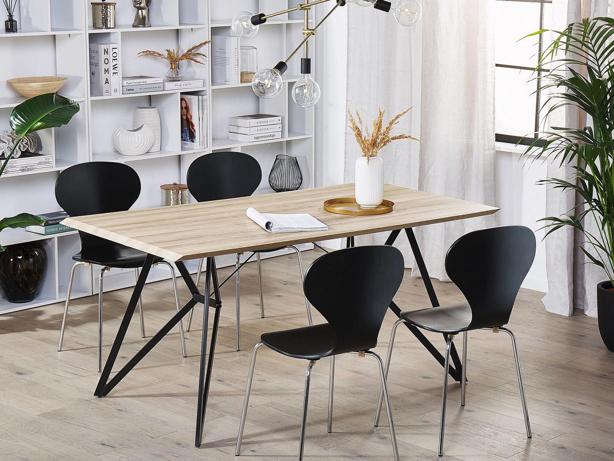 ESSTISCH 160/90/76 cm Hellbraun, Schwarz Rechteckig Buscot - Hellbraun, Holzwerkstoff (160/90/76cm) - Beliani