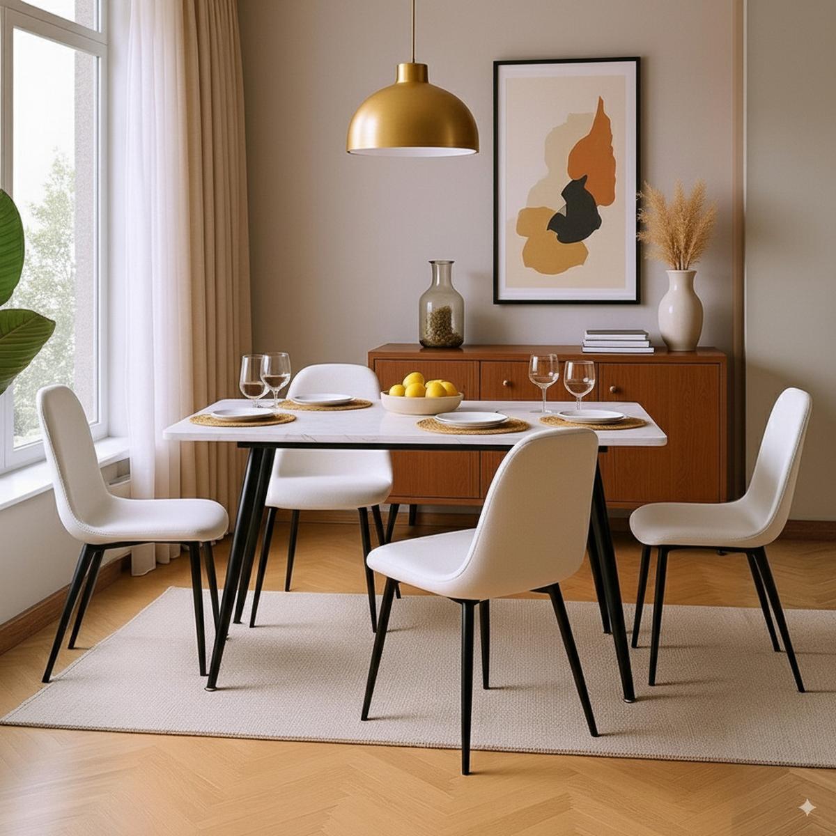ESSTISCH 120/80/75 cm Rechteckige weiße - Schwarz, Holz/Metall (80/120/75cm) - Urban Meuble