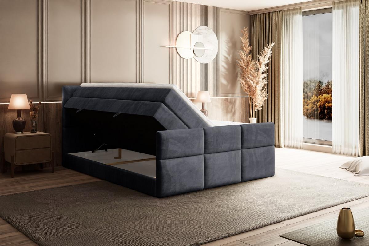 BOXSPRINGBETT OHIO-Z KING - 200x200 - H3/H4 - Dunkelgrau - Dunkelgrau, Holzwerkstoff (200/200cm) - ALTDECOR