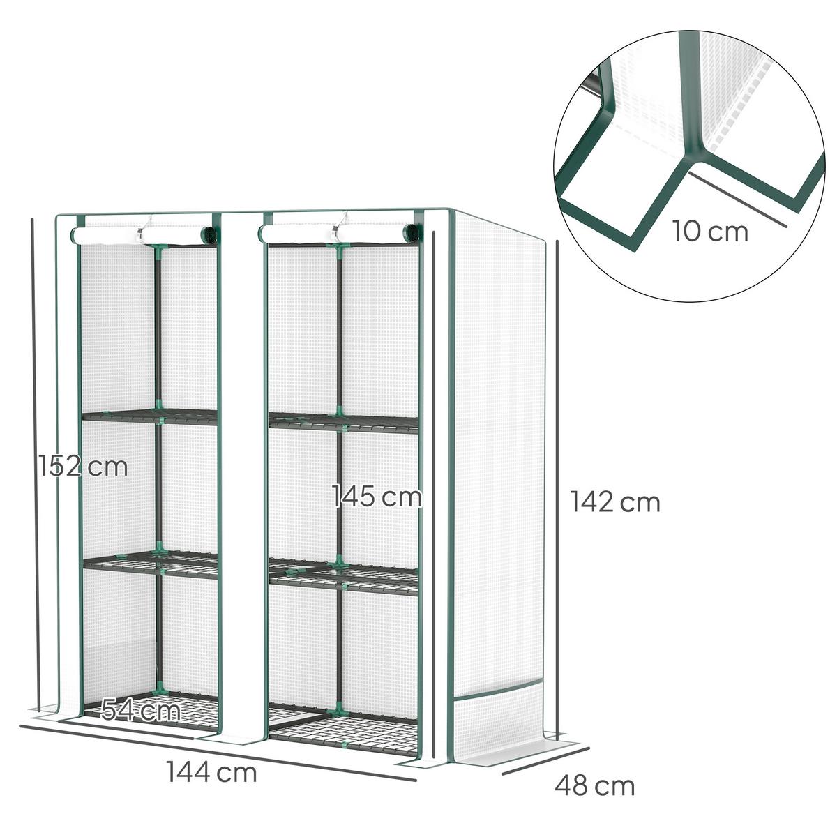 GEWÄCHSHAUS, 144L x 48B x 152H cm - Weiß, Metall (48/152/144cm) - Outsunny