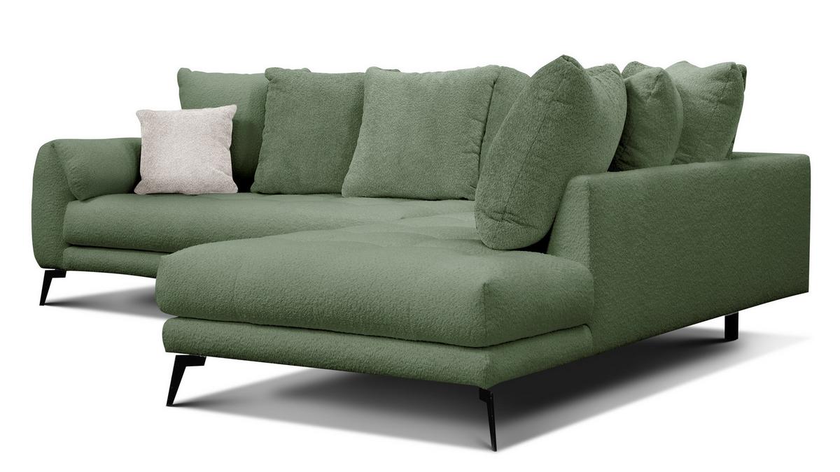 ECKSOFA CALME 5-Sitzer, olive - Schwarz/Olivgrün, Holz/Textil (294/229cm) - Wozimo