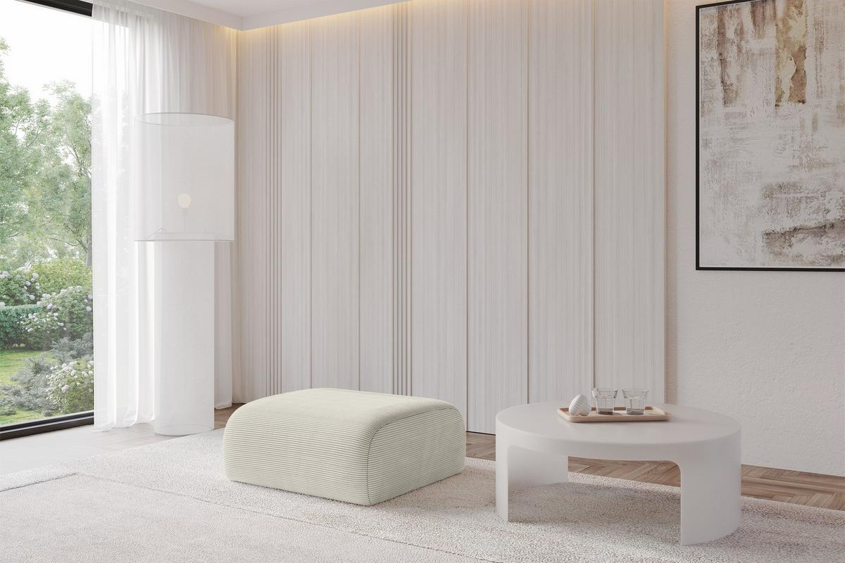 POUF MIRA-PUF 91x89x40 Creme cm Cord Modular Sitzhocker - Ecru/Creme, Holzwerkstoff/Kunststoff (91/40/89cm) - ALTDECOR