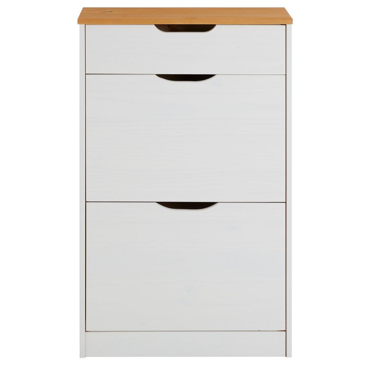 SCHUHSCHRANK BASIL - Weiß/Braun, Holz (58/93/25cm) - IDIMEX
