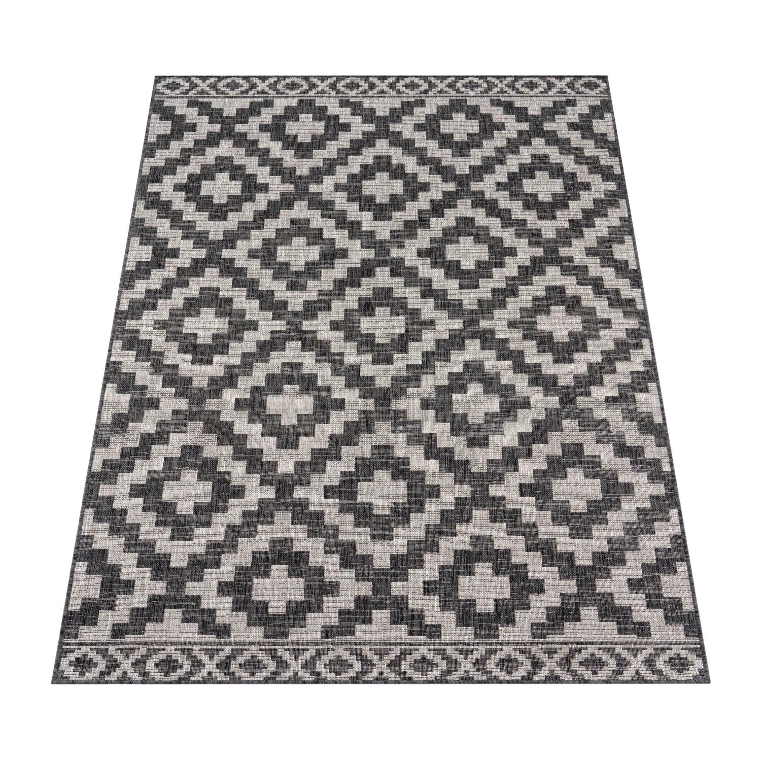 FLACHWEBTEPPICH, mit Rautenmuster, aus Polypropylen, Grau, 160 x 220 cm - Grau, Textil (220/160cm) - KADIMA DESIGN