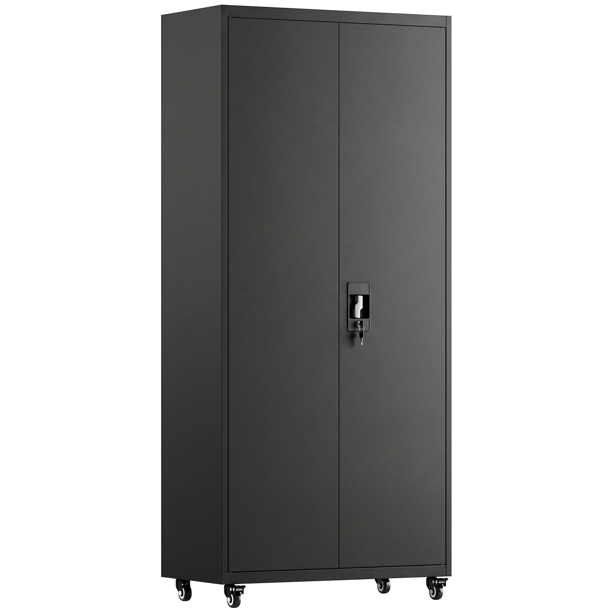 METALL-AUFBEWAHRUNGSSCHRANK Stahl Schwarz - Schwarz, Metall (40/180/80cm) - HOMCOM