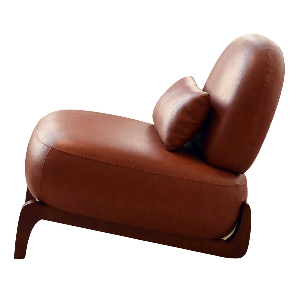 SESSEL Kunstleder Braun Armlos Holzbeine Lounge Lesesessel Wohnzimmer - Braun, Leder (86.9/69.9/72.1cm) - Urban Meuble
