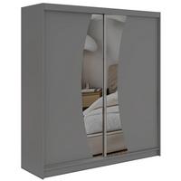 SCHWEBETÜRENSCHRANK mit Schubladen 200 - VERONA - Grau mit Spiegel - Alufarben/Grau, Holzwerkstoff/Metall (200/216/61cm) - MKS