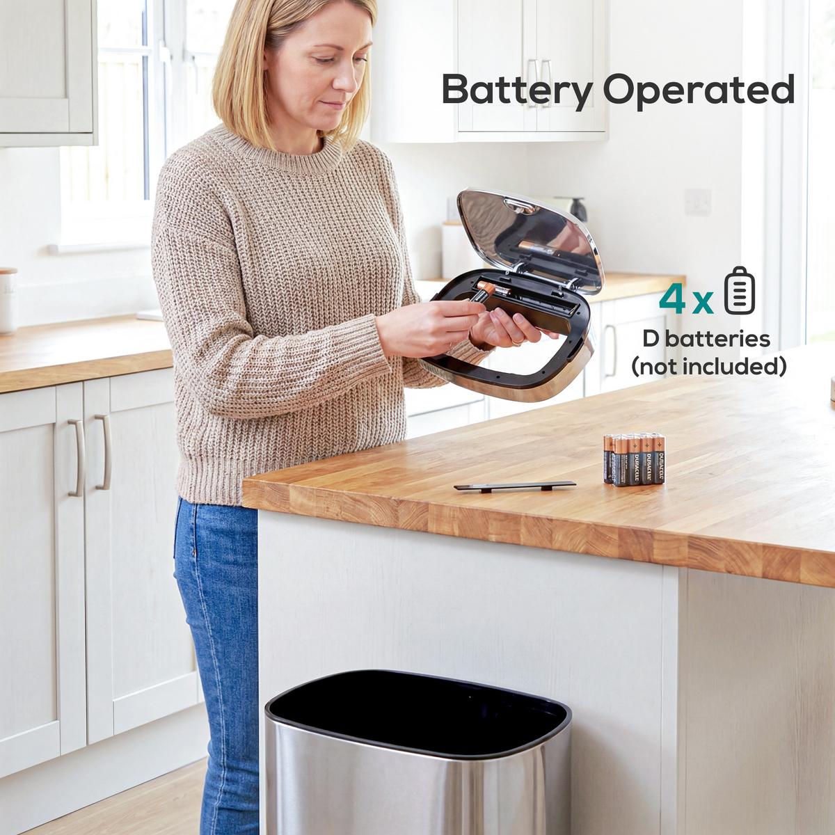 AUTOMATIK Mülleimer Abfalleimer mit Sensor Küche Edelstahl viereckig 68L - Silberfarben, Metall (29.5/78/40.5cm) - HOMCOM