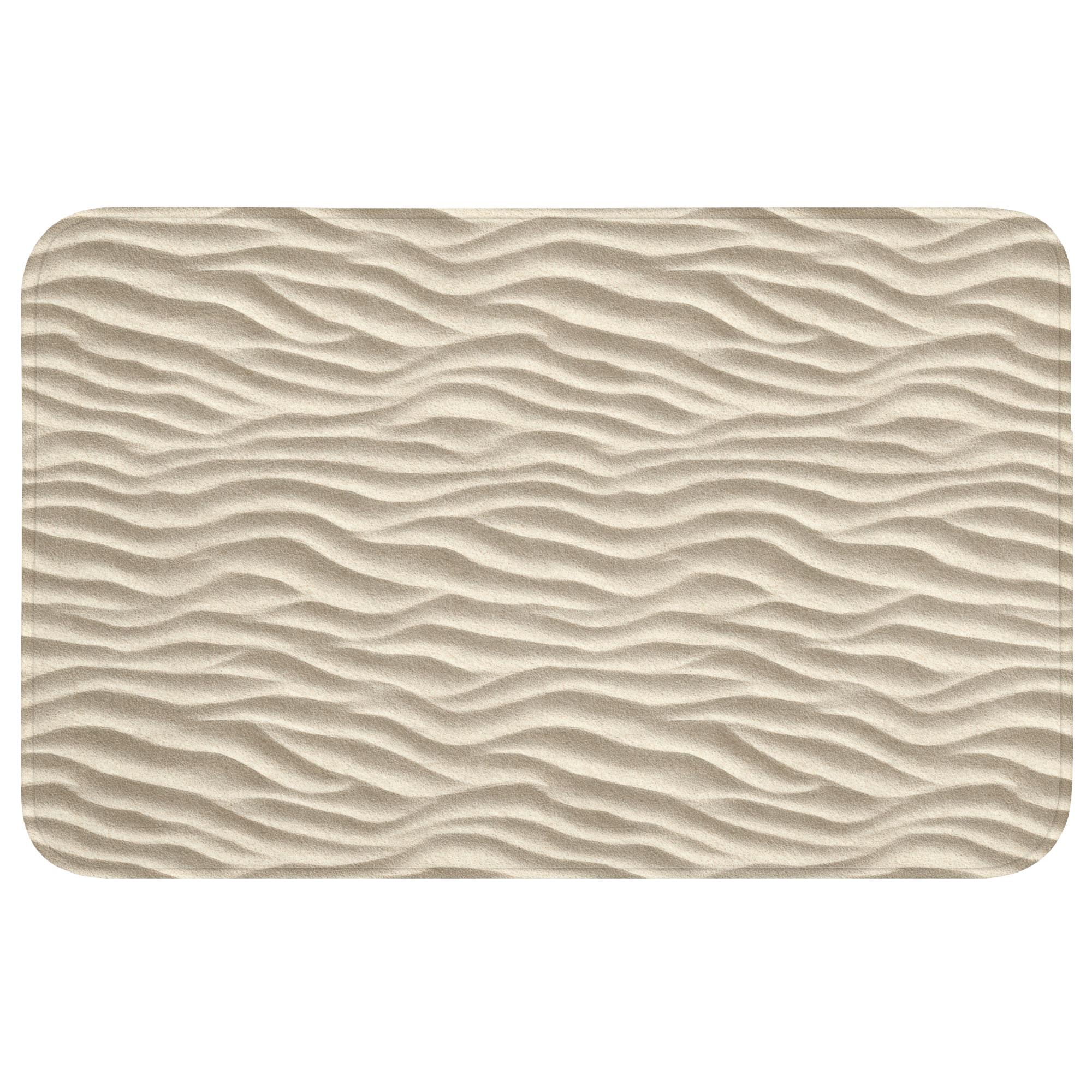 BADEMATTE Sand - Wellen - Beige Badvorleger 80x50 cm - Beige, Textil (80/50cm) - OnlyWow