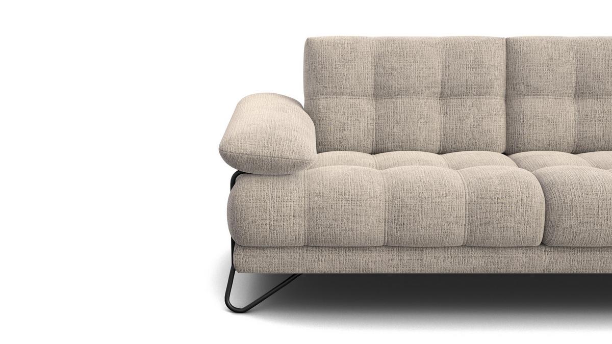 SOFA BUBBARA 2,5-Sitzer, beige - Beige/Schwarz, Holz/Textil (215/87/96cm) - Wozimo