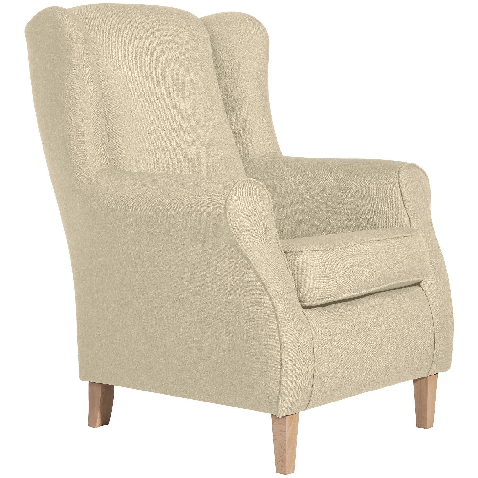 OHRENSESSEL Karlen Bezug Flachgewebe Buche natur / beige - Beige/Buchefarben, Kunststoff (86/103/77cm) - 58aufmkessel