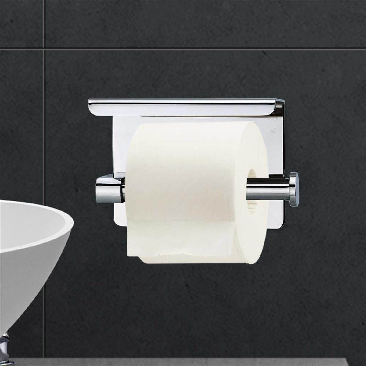 TOILETTENPAPIERHALTER mit Ablage - Silberfarben, Metall (11/10/16cm) - Intirilife