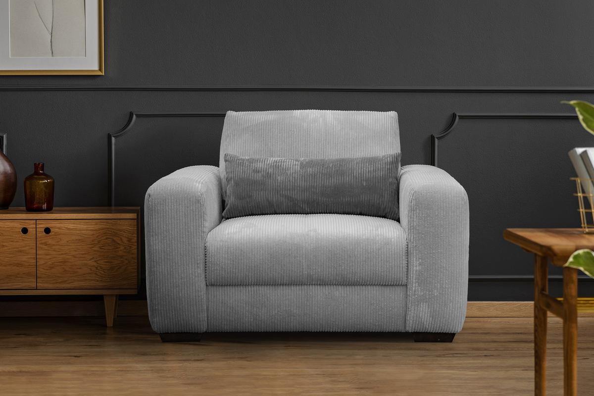 SESSEL OLI in Cordstoff hellgrau - Hellgrau, Holz/Textil (130/91/108cm) - Wozimo