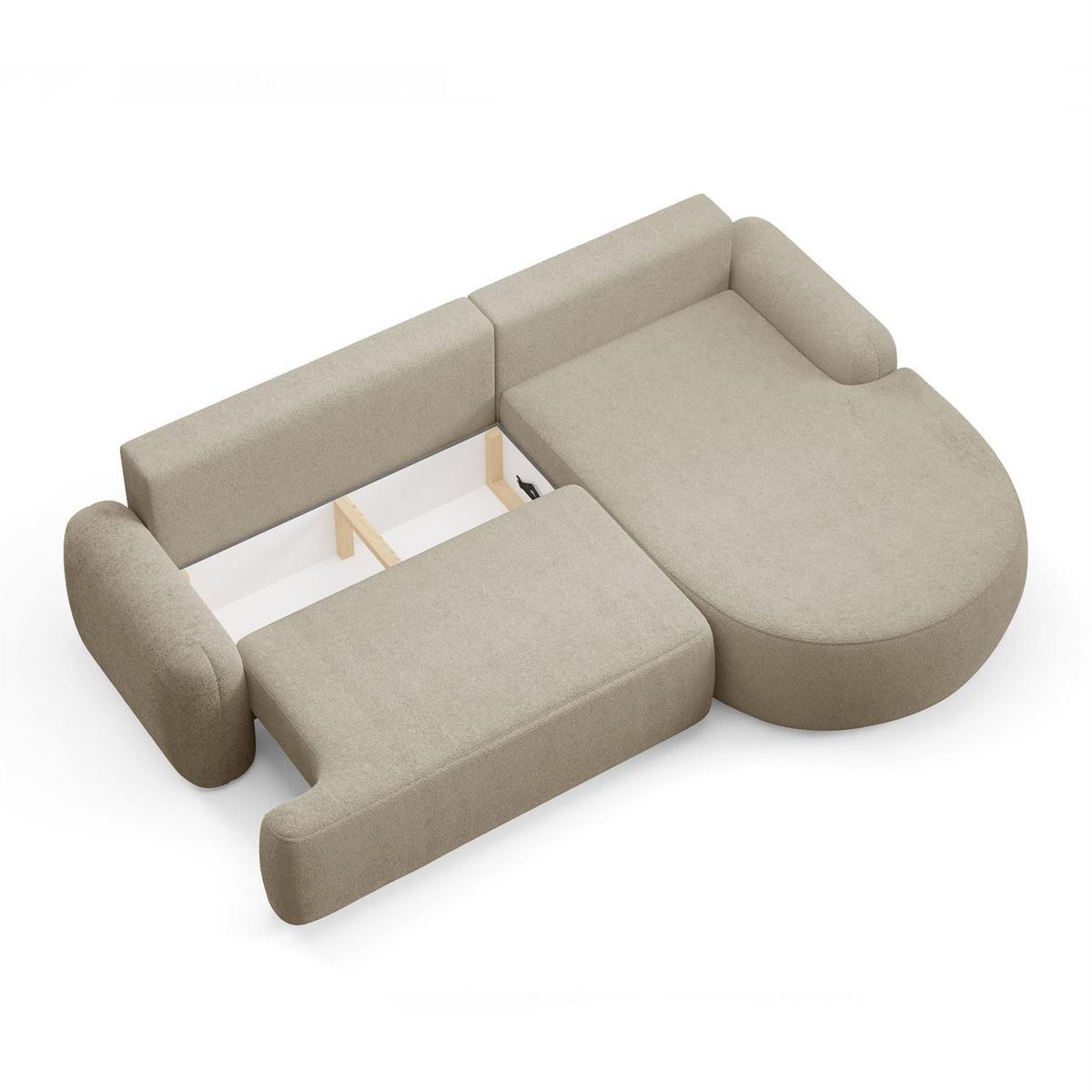 ECKSOFA CLEO mit Schlaffunktion Version Rechte QUELLE 03 - Ecru, Kunststoff (264/172cm) - Lookway