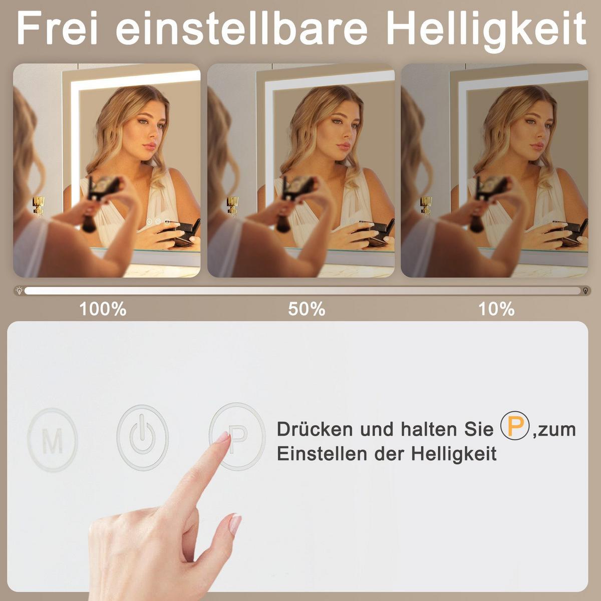 SCHMINKSPIEGEL Francis 50/12/40 cm - Weiß, Glas (50/40/12cm) - Nettlife