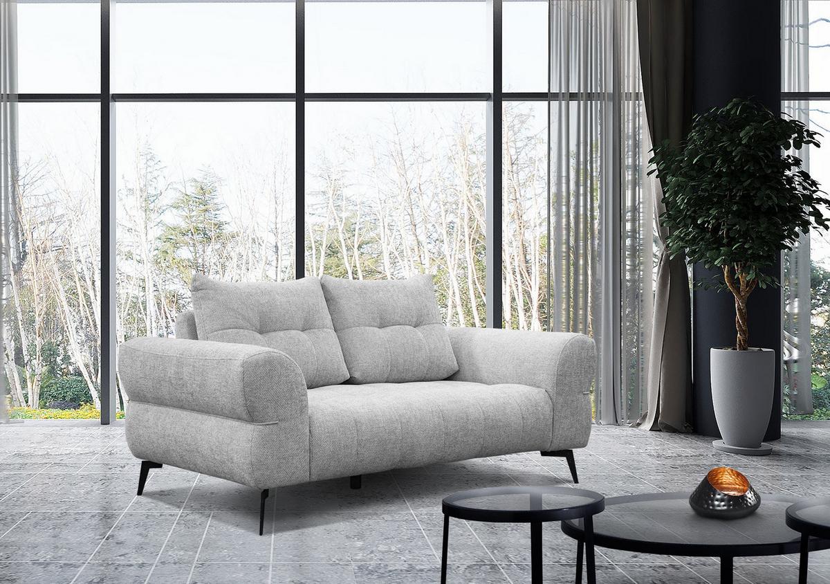 SOFA SALVINI 2-Sitzer, hellgrau - Hellgrau/Schwarz, Holzwerkstoff/Textil (176/88/99cm) - Wozimo