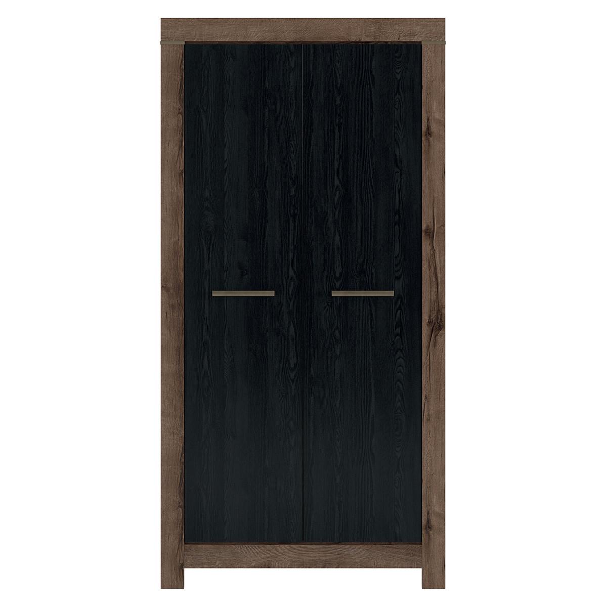 SCHRANK 2 Türen Adam Holz und Schwarz - Schwarz, Holzwerkstoff (98/195/55cm) - Petits-meubles