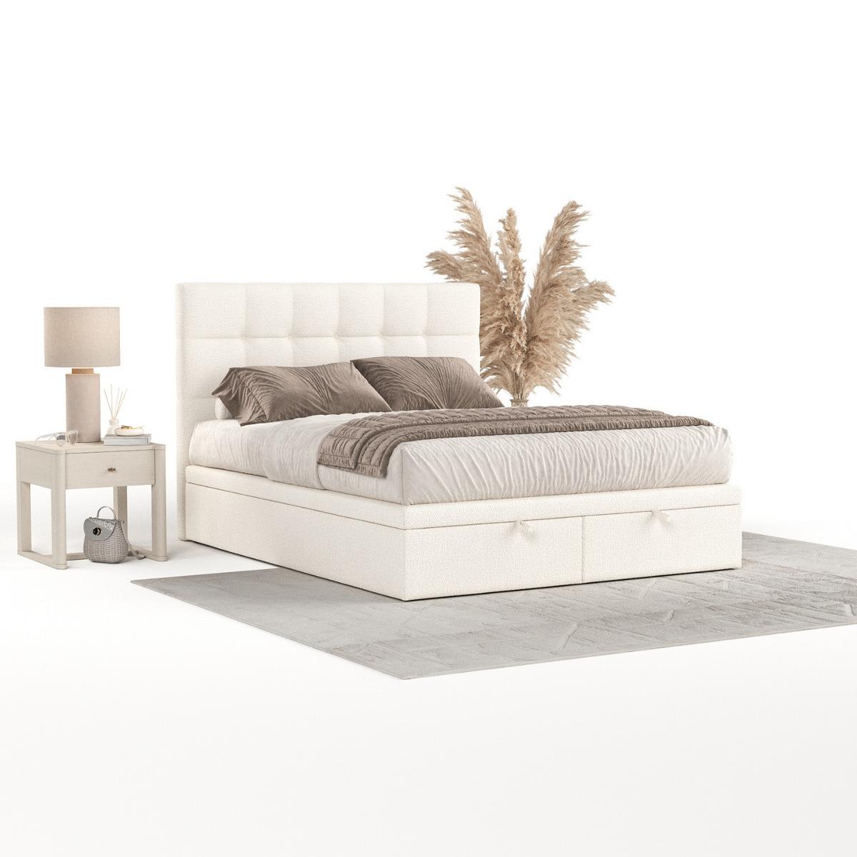 POLSTERBETT Guam mit Stauraum 120/200 cm Creme im Alta Stoff - Creme/Schwarz, Holz/Holzwerkstoff (120/200cm) - AltaBeds