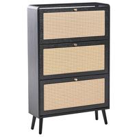 SCHUHSCHRANK Schwarz Moura - Schwarz/Braun, Holzwerkstoff (78/122/24cm) - Beliani