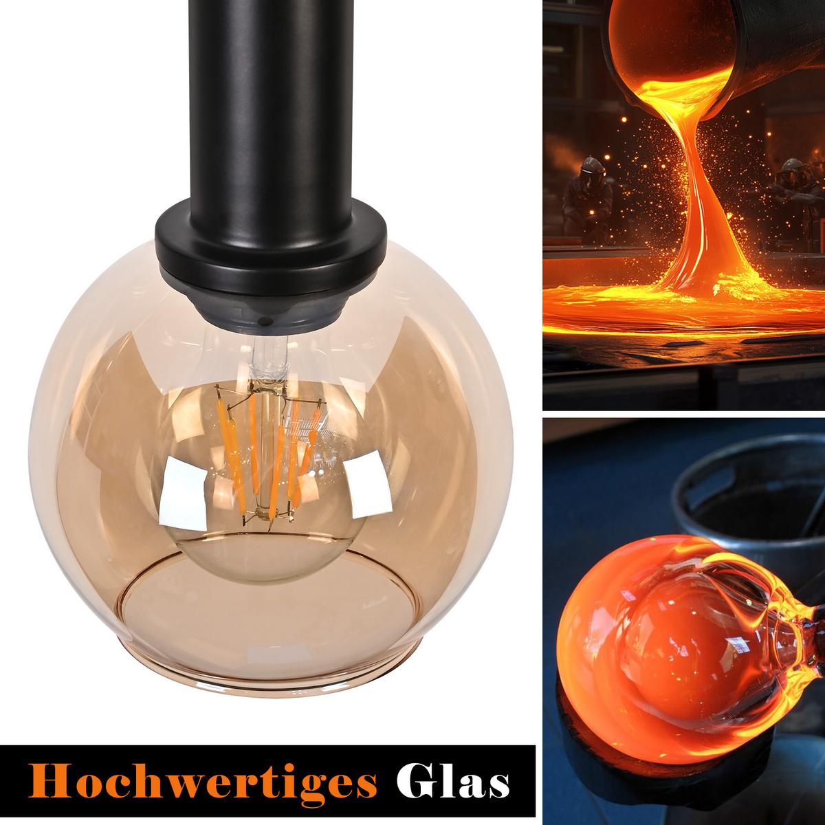 PENDELLEUCHTE Ixeth 10/13/145 cm - Schwarz, Glas/Metall (10/13/145cm) - ZMH