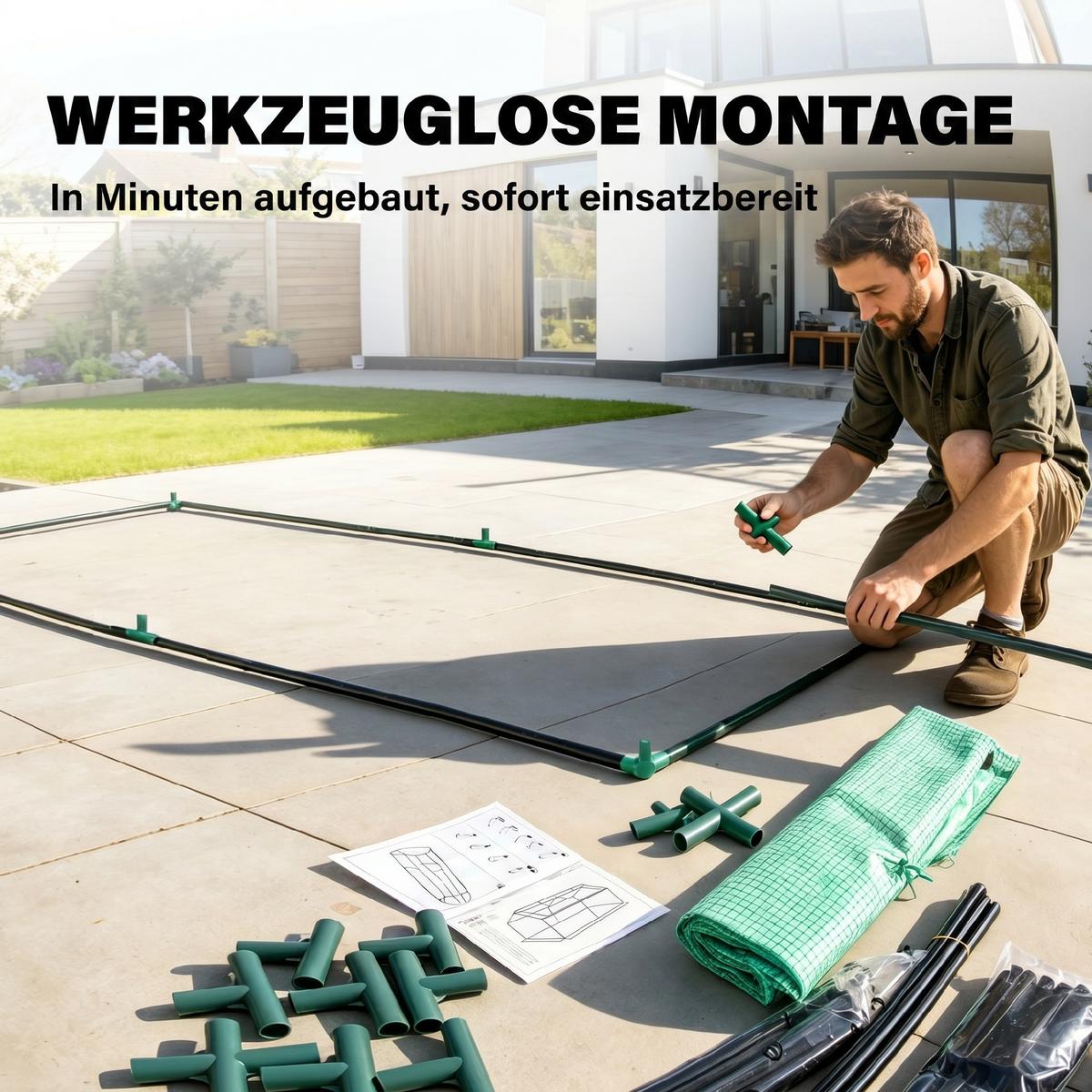 FOLIENGEWÄCHSHAUS, Grün, Metall, PE - Grün, Kunststoff (92/92/180cm) - Outsunny