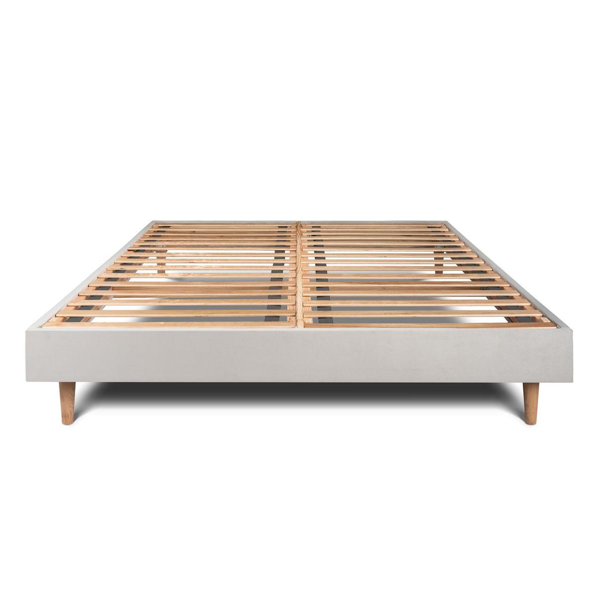 LATTENROST – Samtstoff – Bausatz zur Selbstmontage - 180x200 cm - Beige/Hellgrau, Karton/Holz (180/200cm) - Sommeil de Plomb