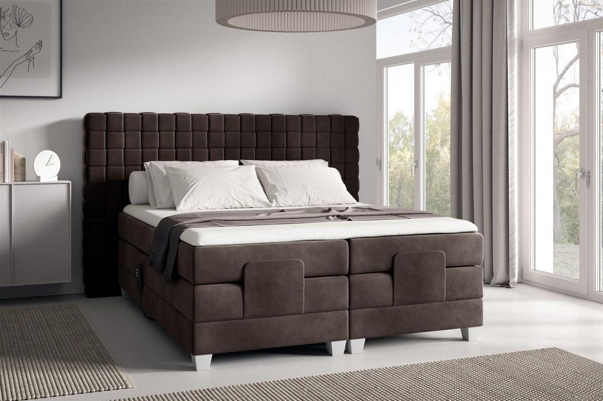 BOXSPRINGBETT Elektrisch Vidal - Dunkelbraun, Holzwerkstoff/Textil (180/200cm) - Fun Möbel