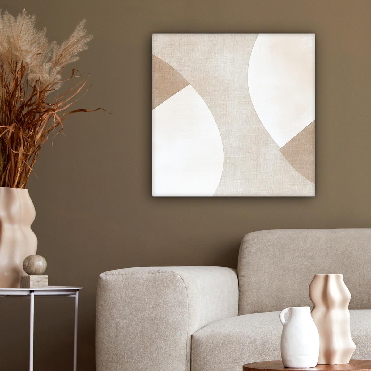 LEINWANDBILD Braun - Japandi - Abstrakt Wandbild Wohnzimmer 50x50 cm - Sandfarben, Textil (50/50cm) - MuchoWow