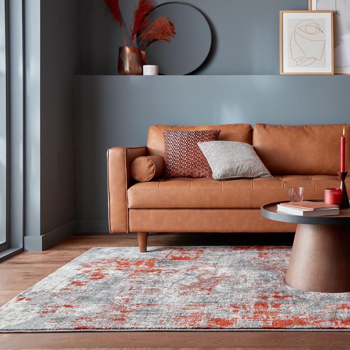 TEPPICH DEE, abstrakt, Rot-Grau, 80 x 150 cm - Rot, Textil (80/150cm) - KADIMA DESIGN