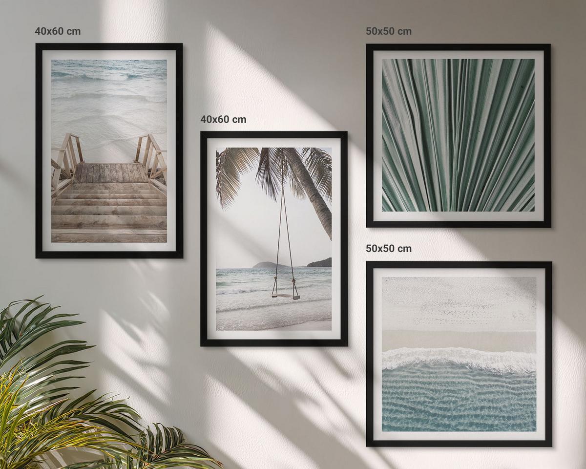 BILDER SET 4er Set - 50x50 cm & 40x60 cm Schwarzer Rahmen - Tropenurlaub - Schwarz, Kunststoff (50/50cm) - TULUP