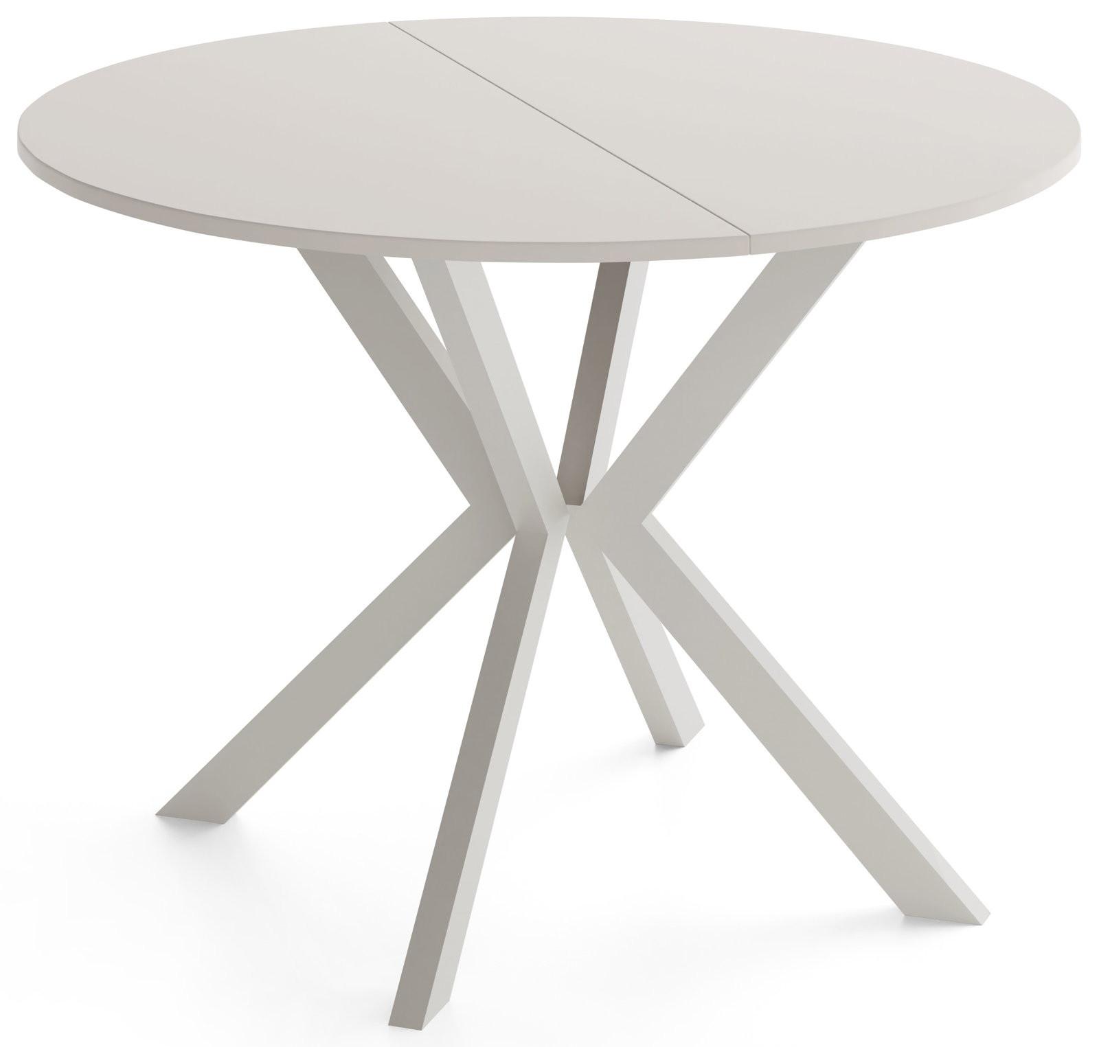 ESSTISCH Valio rund oval ausziehbar verlängerbar mit Metallbeinen in Kaschmir Grau, Kaschmir 90-130/90/76 cm - Kaschmir/Beige, Holzwerkstoff/Metall (90/130/76cm) - WFL GROUP
