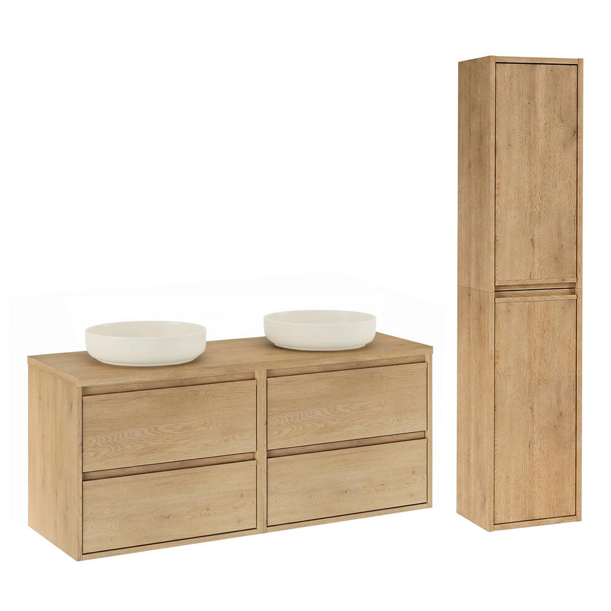BADMÖBEL 120cm Edmé 2er-Set Holz - Braun, Holzwerkstoff (120/52.2/46cm) - Petits-meubles