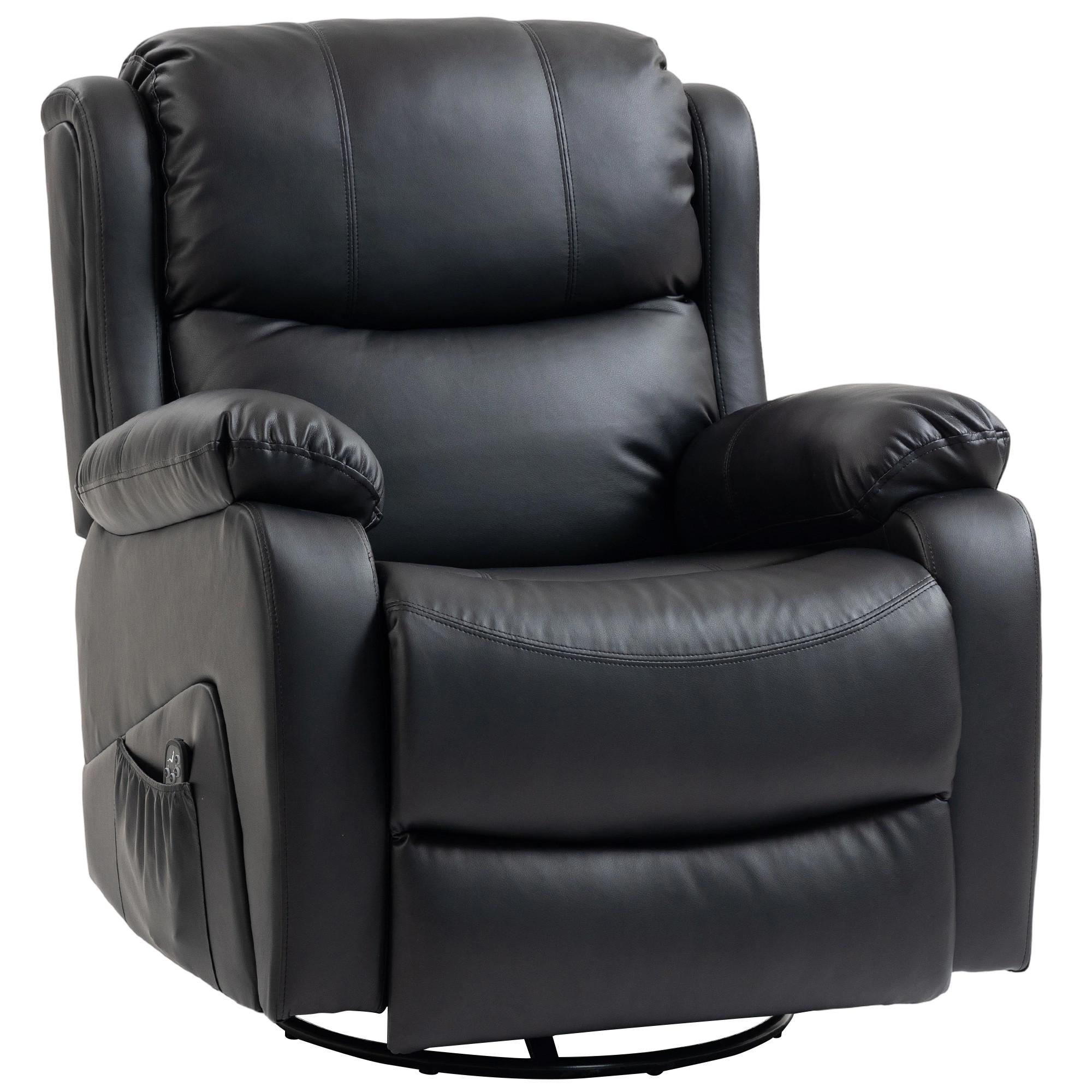MASSAGESESSEL Kunstleder Schwarz - Schwarz, Leder/Metall (85/100/97cm) - HOMCOM