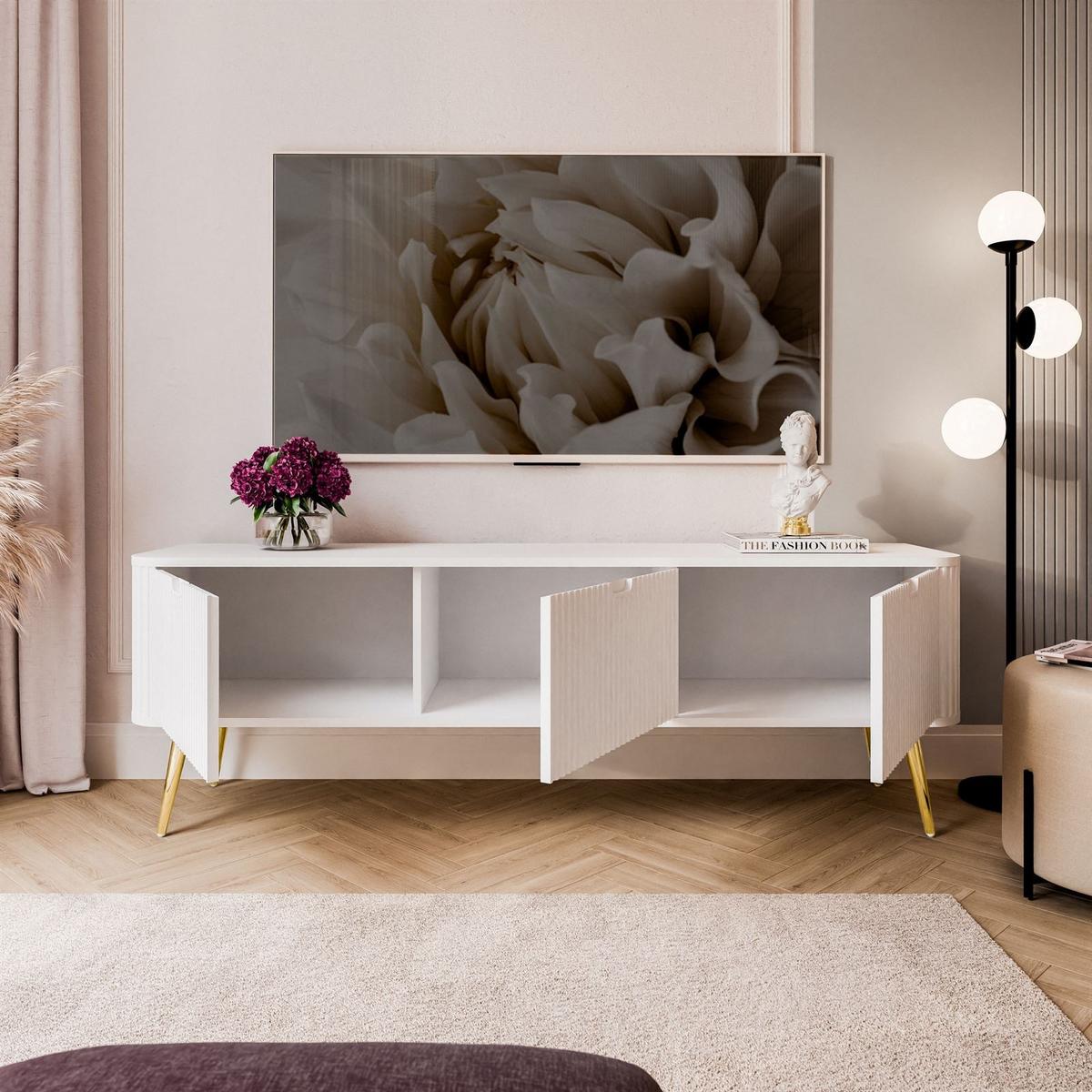 TV Element ZAIRA RTV168 Weiß - Weiß, Holzwerkstoff (168/57/39cm) - Lookway